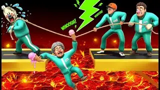 Squid Game vs Scary Teacher 3D | Play Smart Not Play Hard - The Floor Is Lava Tug of War Challenge