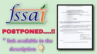 FSSAI exam postponed 🥺 | FSSAI