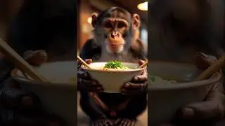 A monkey who makes ramen　#ai #cute #animals #ramen #ラーメン