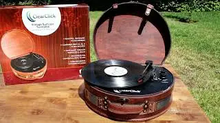 Vintage style suitcase turntable made out of real wood - with USB to PC and Bluetooth (ClearClick)