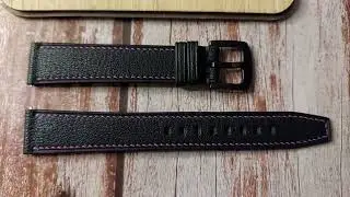 Black Alran Goat Leather Strap For Samsung Galaxy Watch 4 Classic