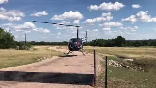 R44 departing Cricket Hill Ranch.. Max performance takeoff.
