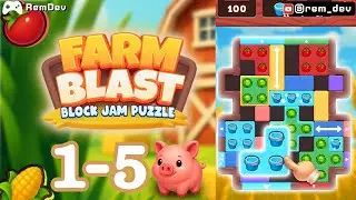 Farm Blast: Block Jam Puzzle Level 1, 2, 3, 4 & 5 - Slide & Clear Blocks!