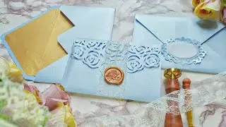 Dusty Blue Invitation Card | Envelope Liner | DestrezzabyBelSogno