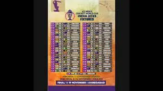 ICC ODI World Cup India 2023 all match list