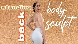 no equipment fall hot girl body sculpt standing back and lean arms workout