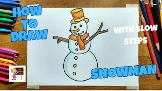 How to draw🖌️a ❄️SNOWMAN❄️ (part-1)||easy for kids☺️||step by step||coloring🎨- Arttutorialsforkids☺️