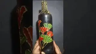 Glue gun Craft on Glass Bottle 🍾#homedecor #bottlecraft #artandcraft #trending #viralvideo #shorts
