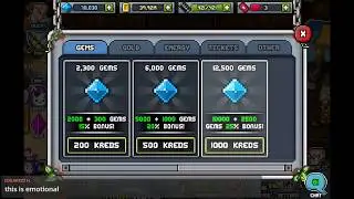 Bit Heroes $1000 Gems bought live, get Kong bonus Gems with Kreds, daily purchase limit hit