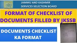 Format Of Check List Form Filled By JKSSB|Class IV Document Verification|