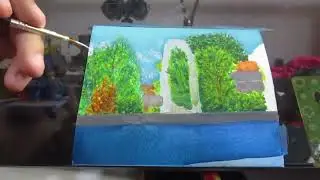 Step by step swimming pool watercolor painting