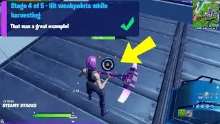 Hit weakpoints while harvesting Quest in Fortnite 🎯⛏️