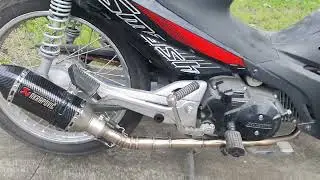 Suzuki Smash 115 2023 with Akrapovic trioval tip 300mm full system exhaust