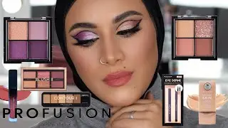 مكياج كامل من براند بروفيوشن profusion | graphic eyeliner , mauve & violet eyeshadow