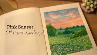 Relaxing Oil Pastel Painting | Pink Sunset