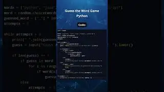 Guess the Word Game in Python #coding #gaming #code #python  #tutorial #developer #programming