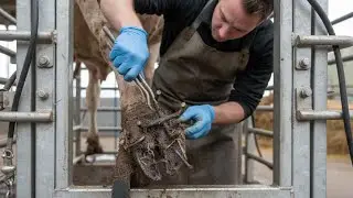 Step-by-Step Cow Hoof Fixing Tutorial 🐮 Removing Deep Rusty Nail & Hoof Cleaning Process