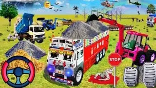 🔴JCB UNLOADED BORI STONE 🪨 PUNJABI TRUCK// BLUE DUMPER// UNLOADED BORI STONE 🪨 #trending #automobile