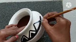 Easy Pot Painting Ideas / Pot Decoration Ideas /Black And White Pot Painting #diypotpainting