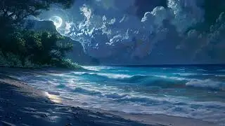 Full Moon Over the Ocean 🌕🌊 Night Beach Ambience | Wanderlight Lounge
