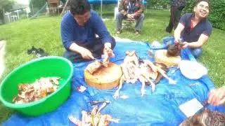 Cutting chicken style of  Nepali