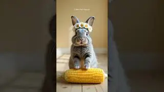🌽 Muffin &  Corn &ndash; Sweet Still Moment 🐰✨#bunny #cute #cuteanimals #rabbit #crochet #shorts