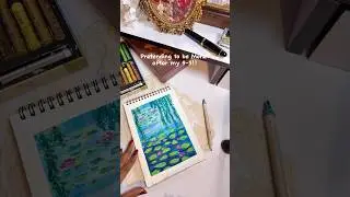 🪷Monet&rsquo;s Water Lillies !!#art #shorts #drawing #painting #oilpastel