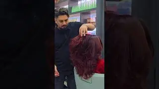 Red mohagany light brown global hair color to soft layer cutting tutorial. #haircolor #shorts
