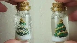Christmas Tree Snowglobe/Bottle Charm; Polymer Clay Christmas Tutorial.