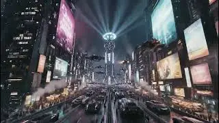 Vibrant Cyberpunk City Night: Free Animated Green Screen Background