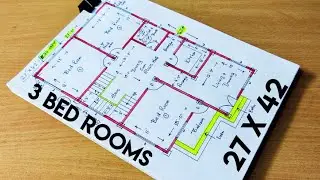 3 bed rooms house plan II 27 x 42 ghar ka naksha II 27 x 42 house plan