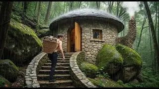 90 Days Building and Sheltering Under a Big Rock - Fishing, Hunting and Cooking in the Rainforest