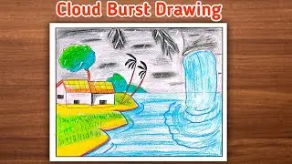 How to Draw a Cloud Burst | Natural Disaster Drawing | Realistic Nature Drawing