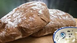 Ciabatta bread recipe, whole-wheat bread recipe, Italian brown bread recipe, crunchy, airy, thin.