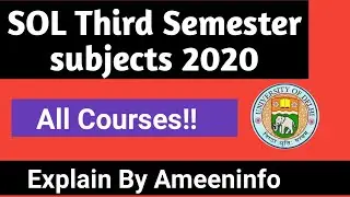 Sol Third Semester subjects 2020 | Du sol third semester Subjects 2020