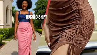 How to cut and sew a side ruffled skirt with drawstring, trendy ruched long skirt with side slit