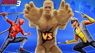 💥 SANDMAN vs DEADPOOL & WOLVERINE 💥 BIG FIGHT in SPIDER FIGHTER 3 ANDROID/IOS GAMEPLAY.