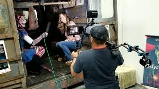 The Creepers Cousin crashing A Horror Hound Interviewer, Raggedy Dead Ann interviewing Gina Phillips