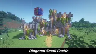 MINECRAFT: Diagonal Small Castle (Simple Castle with Wood and Stonebricks)