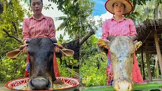 Amazing Cooking Whole Cow Head Soup With Bamboo Shoot Recipe In my Countryside