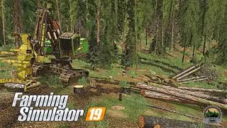 John Deere 959MTracked Feller Buncher | Logging | FS19 | Kalador | Episode 6 | Big trees, no problem