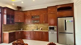 Tủ bếp gỗ gõ đỏ, full thiết bị bếp tại Hải Dương | Bếp Tùng Lâm