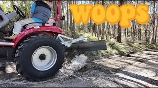 Floating Our Chinese Tractor... first back blade test on the driveway!