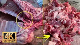 Amazing Meat Cutting Display At The Shop By Older Butchers {4K} {60fps} || Meat Cutting Satisfying