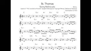 St  Thomas Sonny Rollins Solo transcription Concert Key C