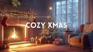 Cozy Christmas Living Room &bull; Snowfall, Crackling Fireplace & Relaxing Piano Cello Music (1 hour)