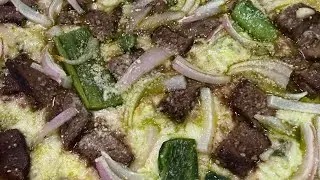 Steak and Chimichurri pizza