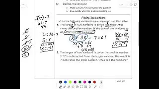 1.2 D Writing and Solving Multi-Step Equations Video 2