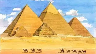 Monuments in Watercolor Ep # 02 Pyramid Complex At Giza