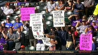 Fans razz Pence with signs in Colorado